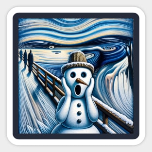 Frosty Frenzy: The Snowman’s Scream Sticker